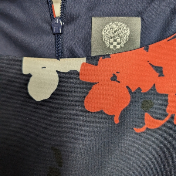 Pre Owned Vince Camuto Navy and Coral Floral Long Sleeve Dress - Picture 4 of 7